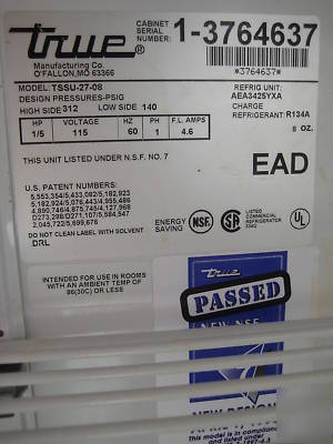 True TSSU27-08 sandwich prep table,used,works perfect 