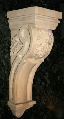  x-lg wood bar corbels leaf & berry design M809L