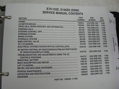 Hyster forklift service manual electric E70-120Z E100ZS
