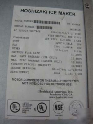 Km-630MAH hoshizaki/follett ice machine 9902