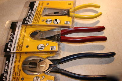 New 3 klein tools pliers lot D213-9NETP D248-8 D203-6H2