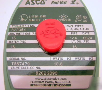 New asco valve 8262G090 24/dc 1/4 in nc 2W gen serv 