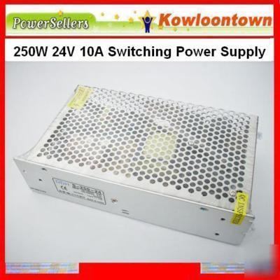 250W 24V 10A switching power supply for radio / cctv 