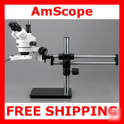 3.5X-90X stereo microscope on ball bearing boom + light