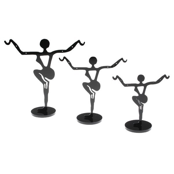 3 lady dancer earring jewelry display stands black