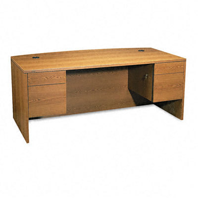 10500 series bow front double pedestal desk medium oak