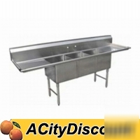 3 compartment stainless 18X18 sink two 18