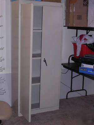 Filling cabinet metal tan 3 shelves 4 area key office