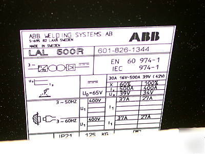 Abb aristorob 500 welding robot power supply lal 500R