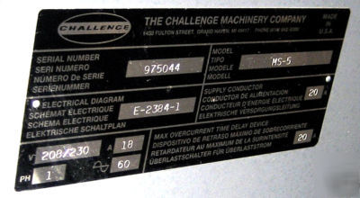 Challenge ms-5 hydraulic 5-head drill (inc. 4 heads)