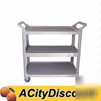 New 3-tier plastic bus cart , gray update international