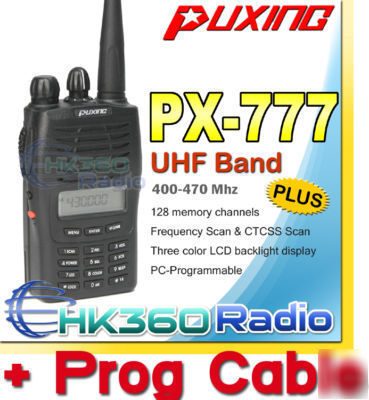 Puxing px-777 uhf plus 400-470+earp+prog cable PX777