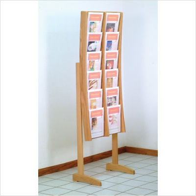 Twelve pocket contemporary floor display wood light oak