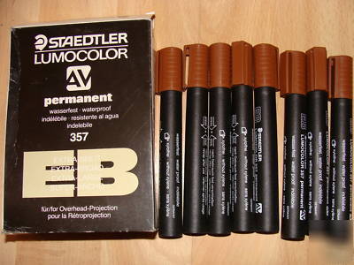 10 staedtler brown permanent lumocolor markers 357-7