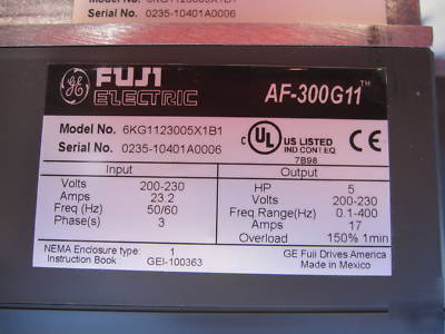 Ge fuji drive 6KG1123005X1B1 5HP af-300 E11