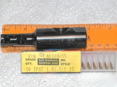 New valenite indexable 5/8 end mill w/4 free inserts 