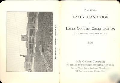 1926 handbook of lally conrete filled steel columns 