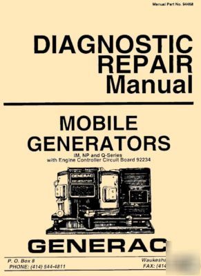 Generac ac generator service manual & owner 100 manuals