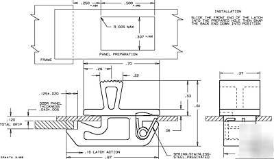 (100) southco push to close slide latches A3-20-412-12 