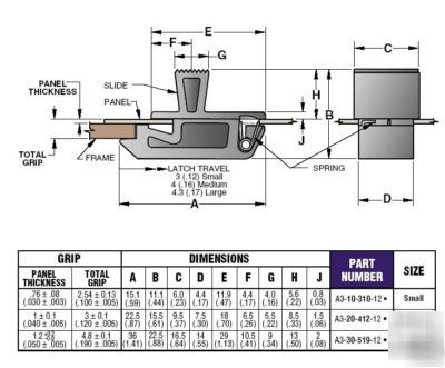 (100) southco push to close slide latches A3-20-412-12 