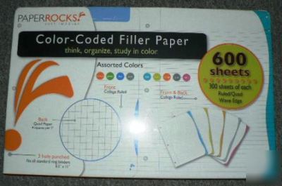 600 sheets color-coded filler paper & quad/graph paper