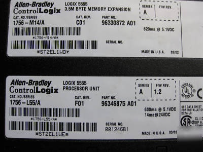 Ab controllogix 1756-L55M14 rack loaded w/io, very nice
