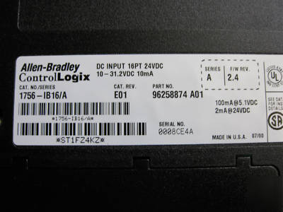 Ab controllogix 1756-L55M14 rack loaded w/io, very nice