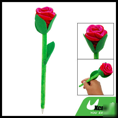 Chic rose shaped blue pen core slender ball point pen