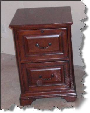 Executive desk, return, and file cabinet