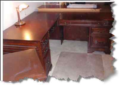 Executive desk, return, and file cabinet