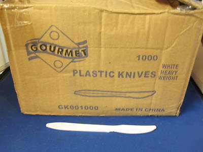 Gourmet brand plastic knives white heavy weight 1000