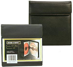 Premium leather cd dvd holder portable case in black