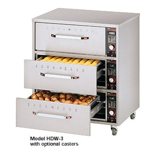Hatco hdw-3 warmer, 3 drawers, freestanding, with pans