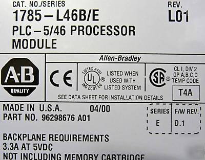 New allen bradley 1785-L46B e protected 1785L46B