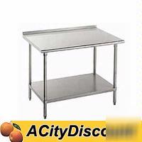 24X36 stainless top worktable w backsplash & undershelf