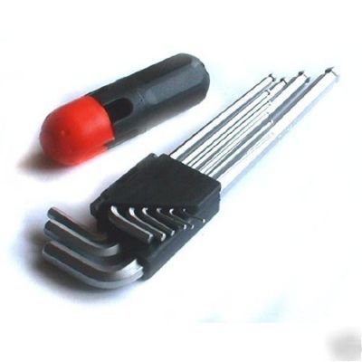 9PC chrome alloy ball end hex keys with handl free post