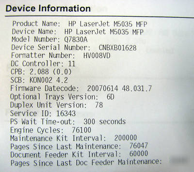 Hp laserjet M5035 mfp, Q7830A, meter 76K only