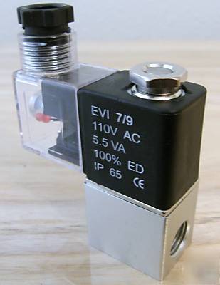 Miniature pneumatic solenoid valve, 2 way, n.c. 1/8