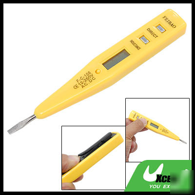 Yellow digital lcd ac dc voltage tester detector