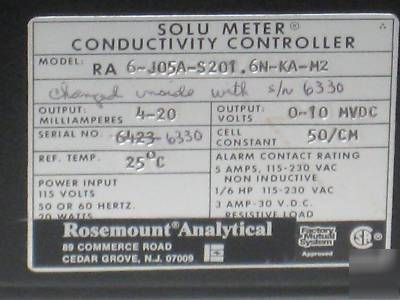 Beckman 6-J05A-S01.6N-ka-mn solu-meter conductivity ctl