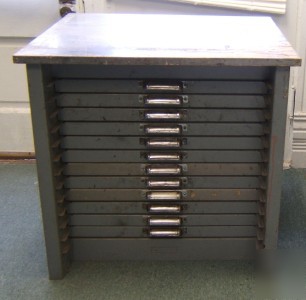 Kelsey pilot tabletop showcase type 12 drawer table