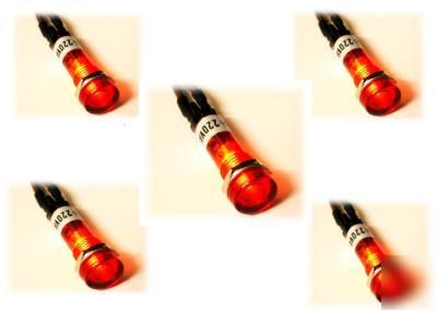 Neon indicators mains voltage panel light + leads x 5