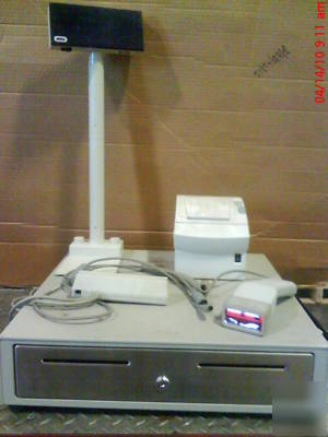 Pallets of cash drawers, receipt printers, pole dsplys