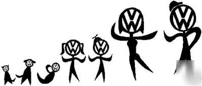 Vw bug bus stick people family decal window van light 