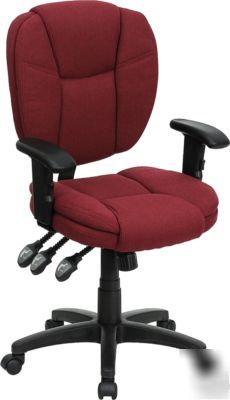 286. burgundy fabric multi-function task chair w/arms