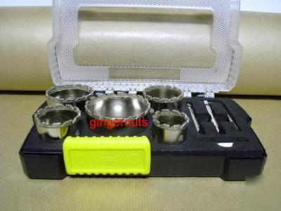 9PC diamond tipped drill bit hole saw core glass tile