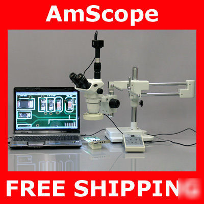 2X-225X stereo boom microscope, 80 led ring + 8M camera