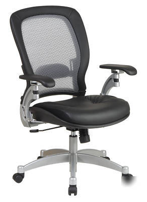 Air grid back black leather seat office executive chair