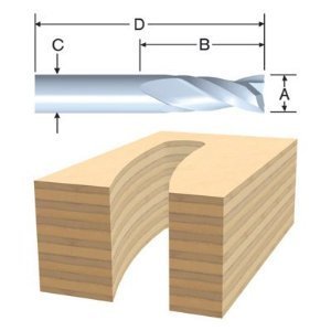Bousch solid carbide straight up spiral double flute