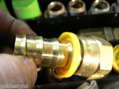 Brass air & hydraulic hose fittings in 1 drawer cabinet